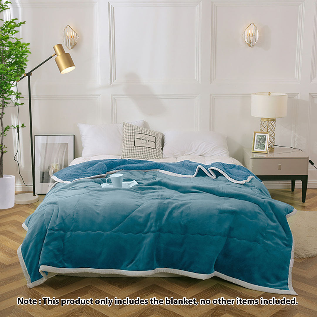 SOGA 2X Lake Blue Throw Blanket Warm Cozy Double Sided Thick Flannel Coverlet Fleece Bed Sofa Comforter • LUZ-Blanket304X2