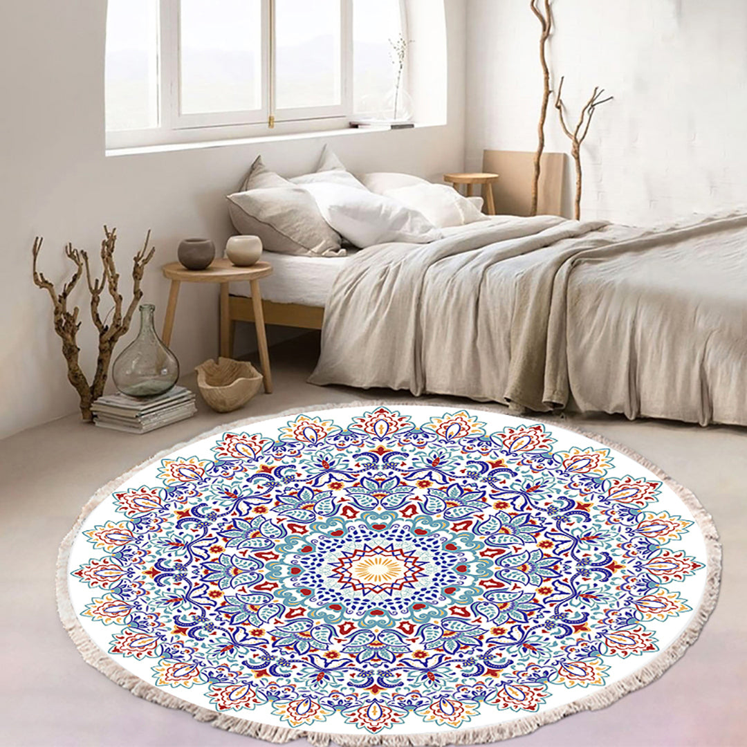SOGA 120cm Mandala Area Rug for Living Room Lounge, Bedroom, Anti-slip Doormat, Home Decor • LUZ-CarpetXLS14Lge