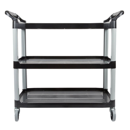 SOGA 3 Tier Food Trolley Food Waste Cart With Two Bins Storage Kitchen Black Large • LUZ-FoodCartRubbishWithWasteBinsL