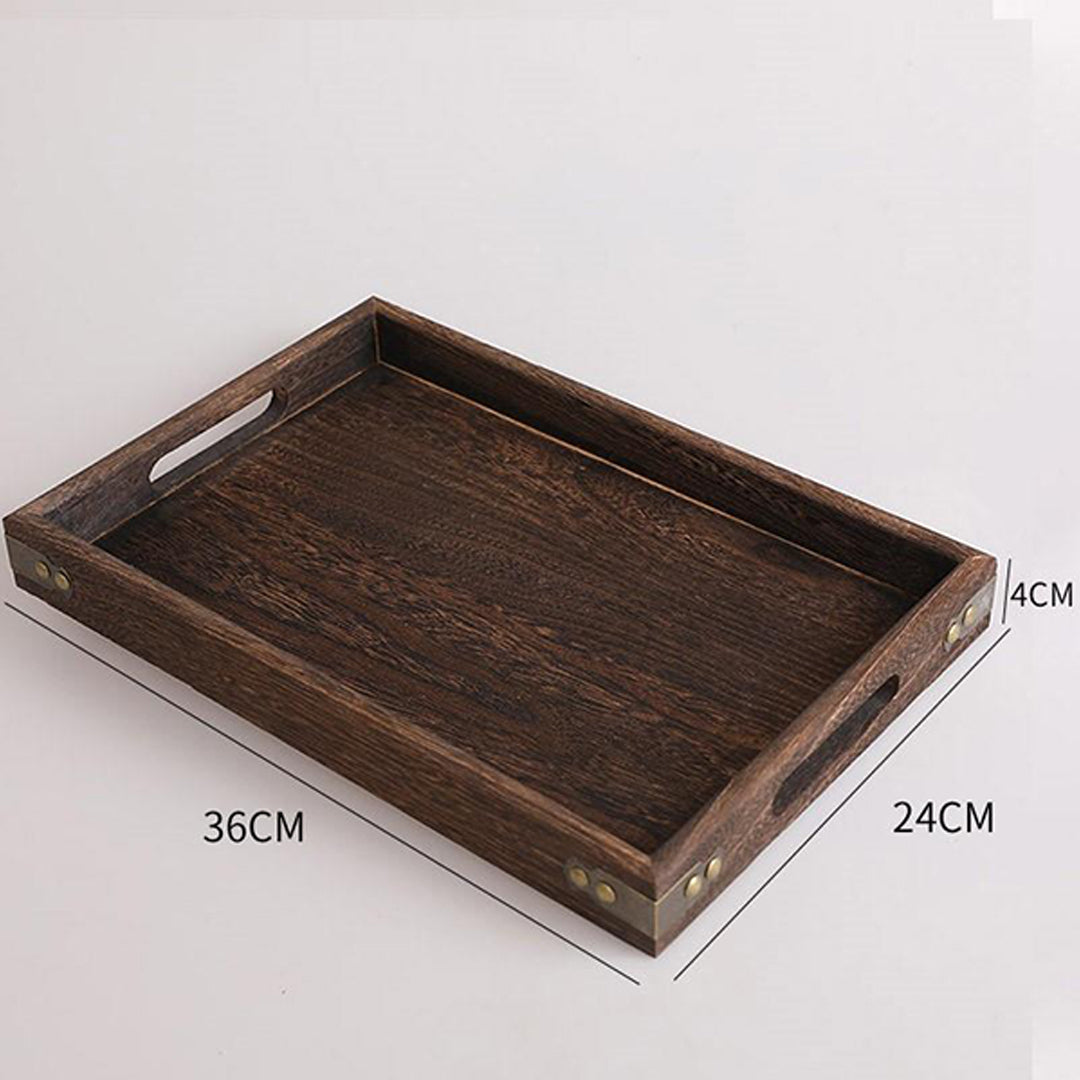 SOGA Medium Walnut Rectangle Wooden Tray Breakfast Dinner Serving Board Tea Set Holder Kitchen Home Decor • LUZ-WodE562