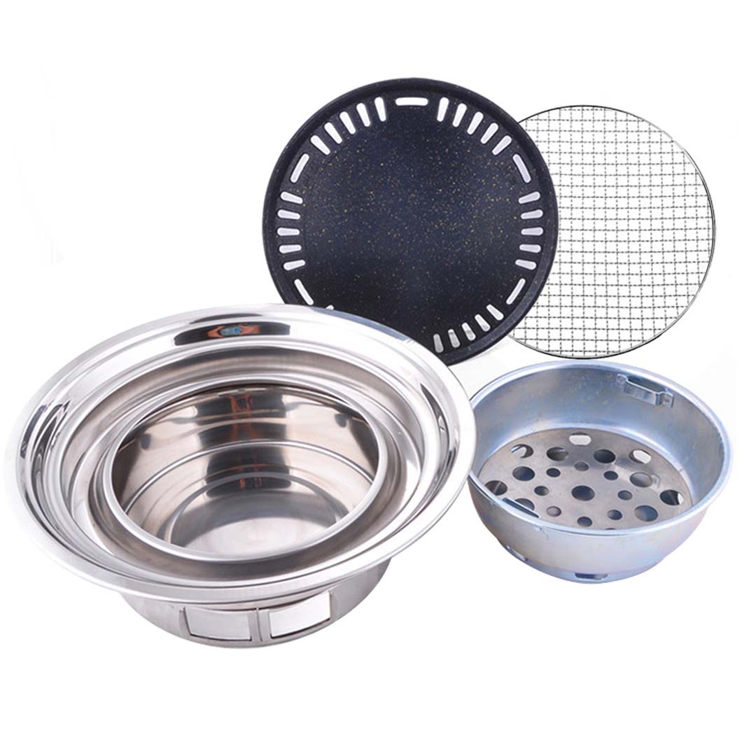 SOGA 2X BBQ Grill Stainless Steel Portable Smokeless Charcoal Grill Home Outdoor Camping • LUZ-KoreanCharcoalBBQRoundX2