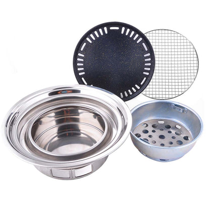 SOGA 2X BBQ Grill Stainless Steel Portable Smokeless Charcoal Grill Home Outdoor Camping • LUZ-KoreanCharcoalBBQRoundX2