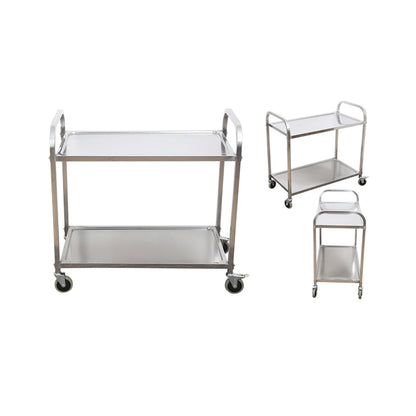 SOGA 2X 2 Tier 95x50x95cm Stainless Steel Kitchen Dining Food Cart Trolley Utility Large • LUZ-FoodCart1004X2