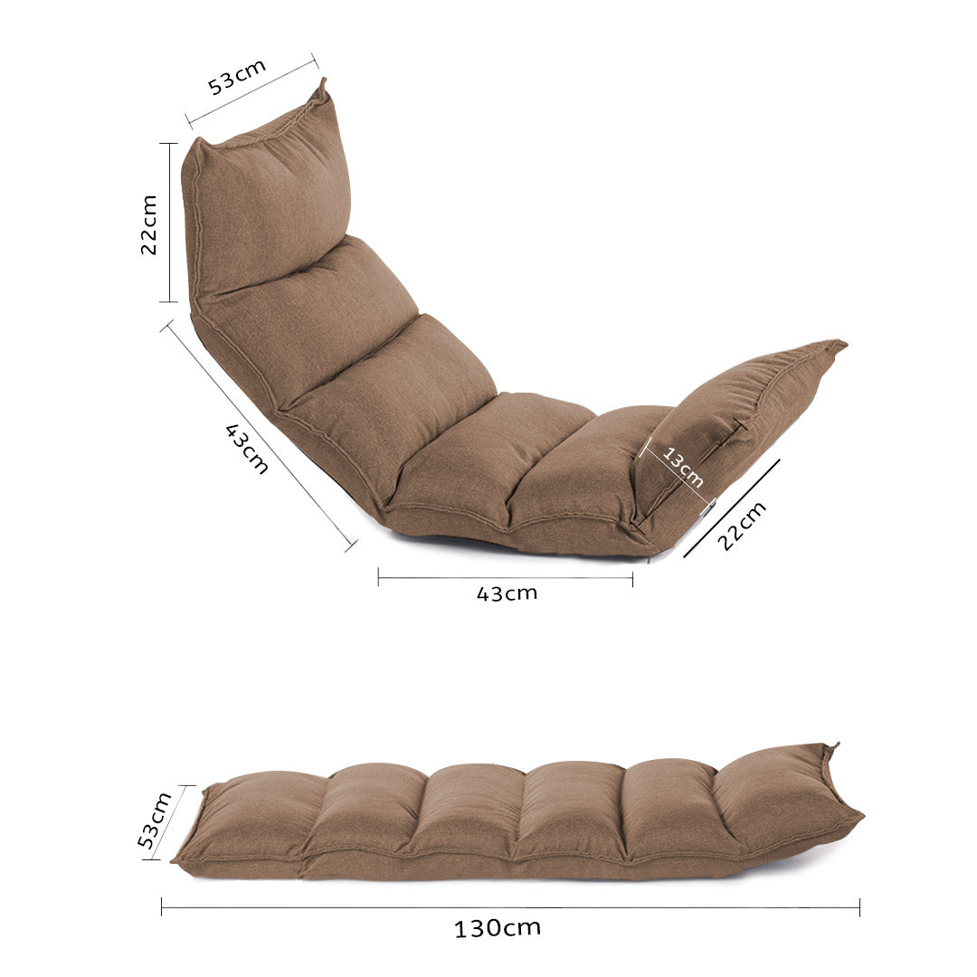 SOGA 2X Foldable Tatami Floor Sofa Bed Meditation Lounge Chair Recliner Lazy Couch Khaki • LUZ-LoungeLeatherKhakiX2