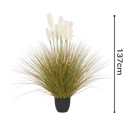 SOGA 2X 137cm Artificial Indoor Potted Reed Bulrush Grass Tree Fake Plant Simulation Decorative • LUZ-APlantFH621X2