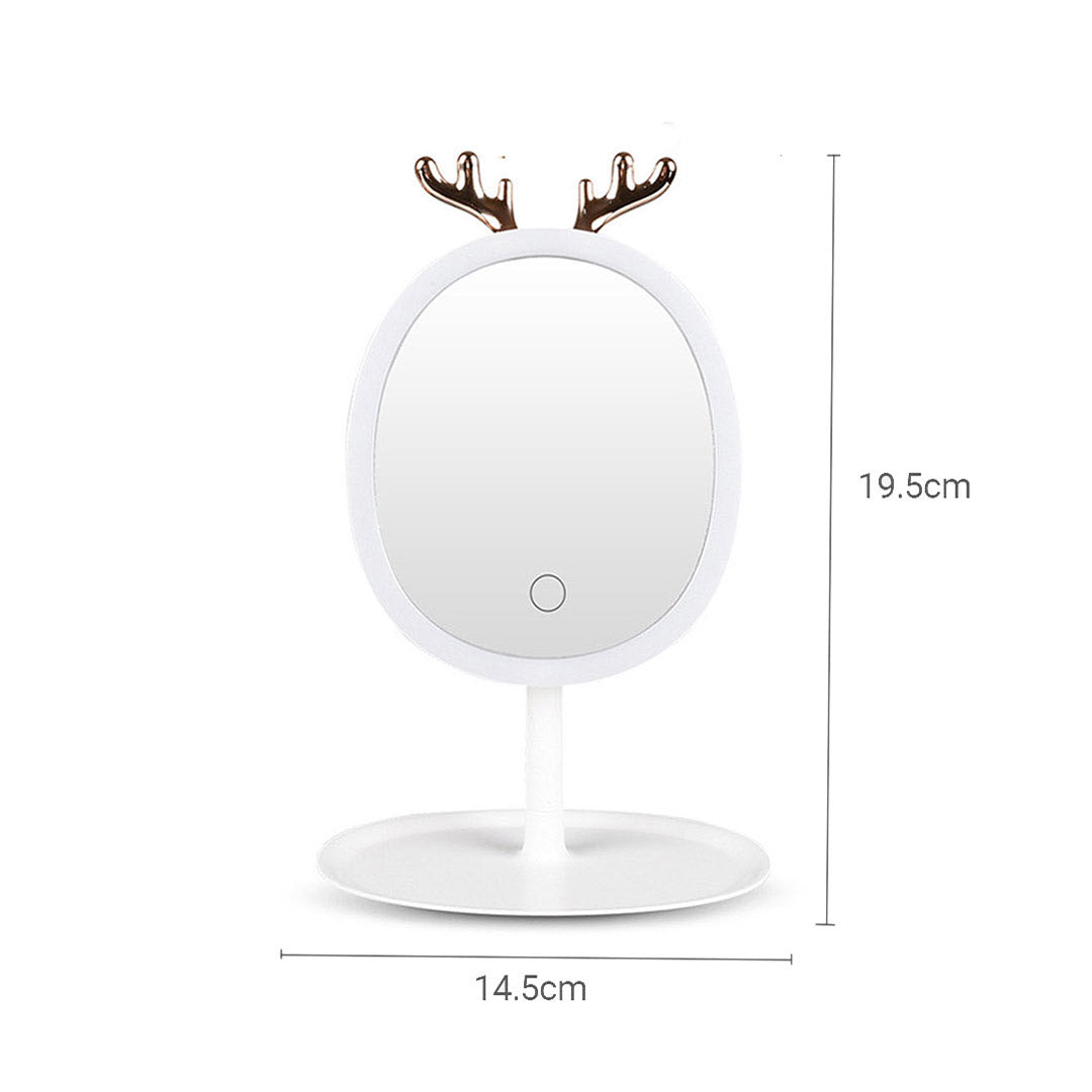 SOGA 2X White Antler LED Light Makeup Mirror Tabletop Vanity Home Decor • LUZ-BathG533X2