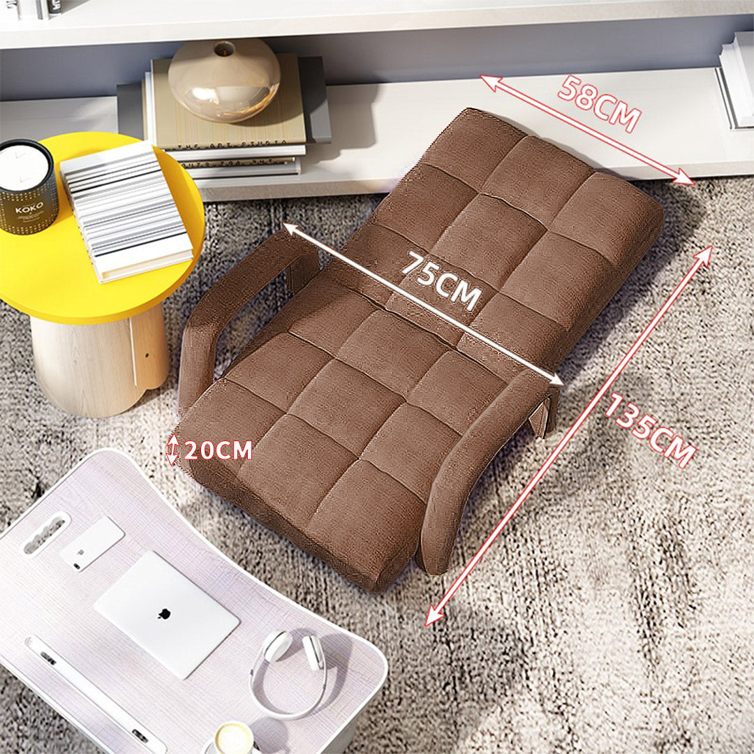 SOGA 4X Foldable Lounge Cushion Adjustable Floor Lazy Recliner Chair with Armrest Coffee • LUZ-LoungeArmCoffeeX4