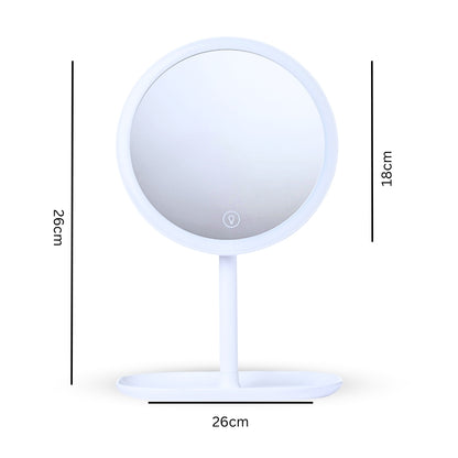 SOGA 26cm White Round Smart LED Makeup Bedroom Table Vanity Mirror Tricolor w/ 5x Magnification LUZ-MirrorE7