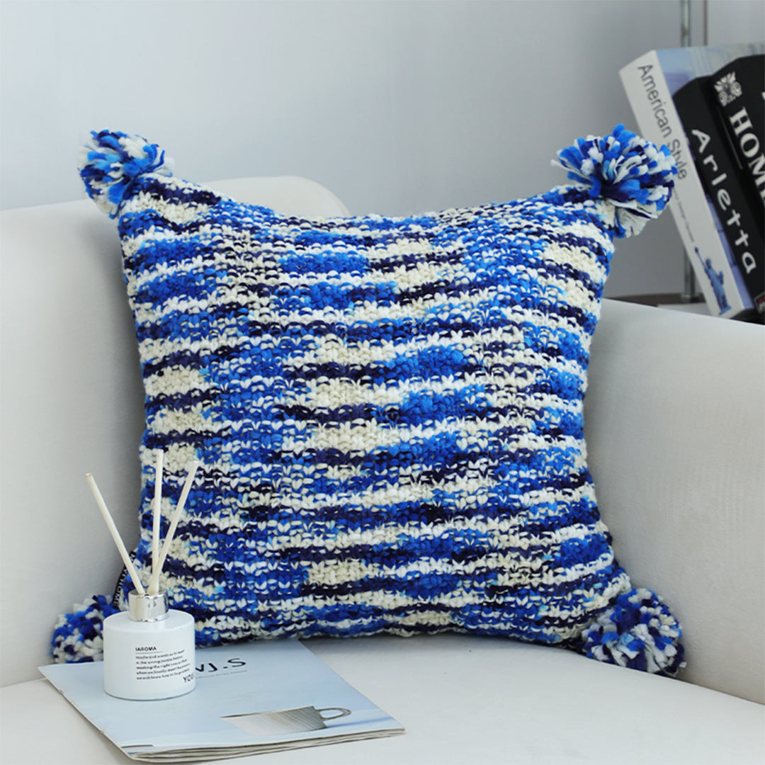 SOGA 45cm Throw Pillow Deep Sea Blue Gradient Dyed Decorative Soft Square for Couch or Bed • LUZ-FrenchCushion283