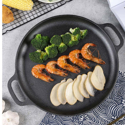 SOGA Dual Burners Cooktop Stove, 30cm Cast Iron Frying Pan Skillet and 30cm Induction Casserole • LUZ-ECooktDBL-Sizzle30-CASL4227