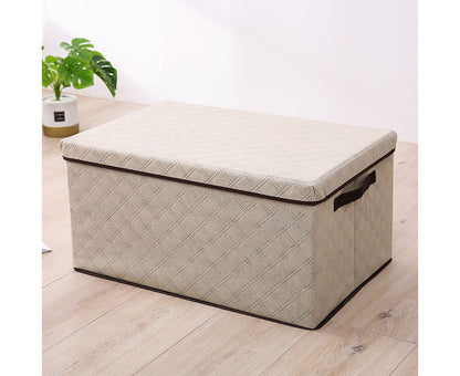 SOGA 2X Extra Large Beige Non-Woven Diamond Quilt Grid Fabric Storage/Organizer Box • LUZ-SBox048X2