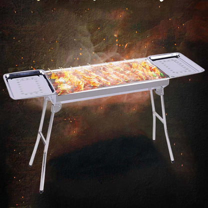 SOGA 2X Skewers Grill with Side Tray Portable Stainless Steel Charcoal BBQ Outdoor 6-8 Persons • LUZ-SkewerCharcoalGrillWithPlateX2
