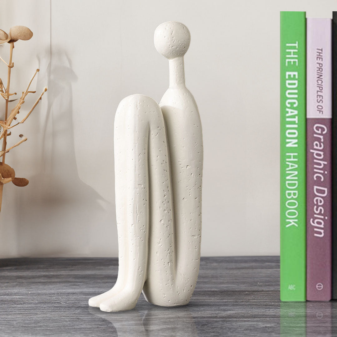SOGA 2X 10x28cm Ornament Modern Stickman Art Sculpture Minimalist Resin Statue Round Head for Home Decor and Bookend • LUZ-Ornament2924X2