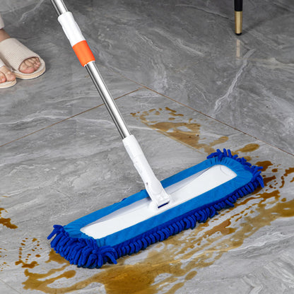 SOGA 60x12 Blue Microfiber Flat Mop Floor Cleaning Pads Rotating Dust Remover • LUZ-MopBlu602