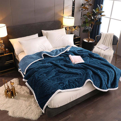 SOGA 2X Throw Blanket Warm Cozy Double Sided Thick Flannel Coverlet Fleece Bed Sofa Comforter Dark Blue • LUZ-Blanket310X2