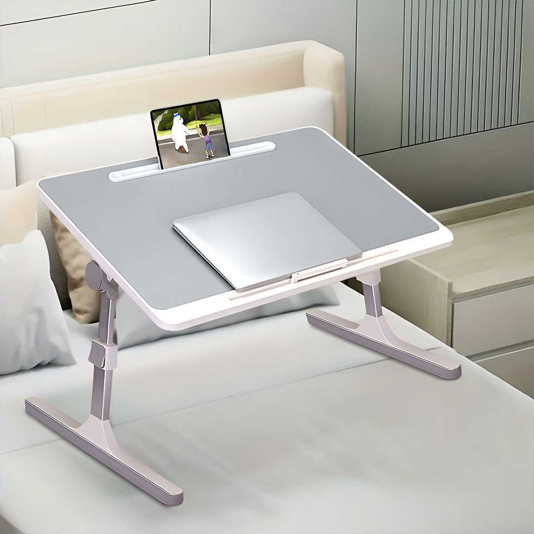 SOGA 2X 60X40cm Grey Small Laptop Bed Portable Foldable Study Table Adjustable • LUZ-BedTableA11X2