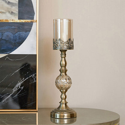 SOGA 2X 47cm Glass Candle Holder Candle Stand Glass/Metal • LUZ-CandleStickALargeX2