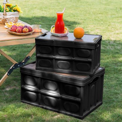 SOGA 42x28.5cm 30L Black Car & Camping Foldable Storage Box Crate Stackable Container No Handle • LUZ-StorageBox3703