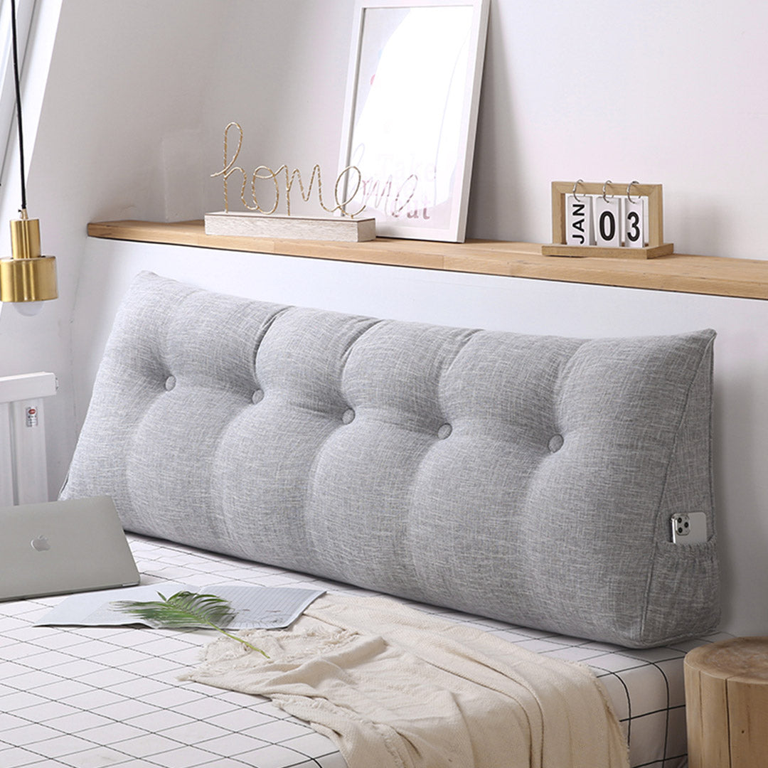 SOGA 4X 120cm Silver Triangular Wedge Bed Pillow Headboard Backrest Bedside Tatami Cushion Home Decor • LUZ-PillowFab120SilverX4