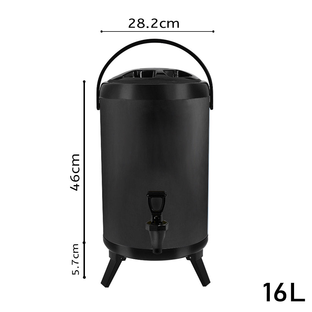 SOGA 4X 16L Stainless Steel Insulated Milk Tea Barrel Hot and Cold Beverage Dispenser Container with Faucet Black • LUZ-VICDispenser16LBLKX4
