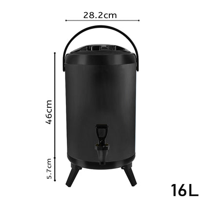 SOGA 4X 16L Stainless Steel Insulated Milk Tea Barrel Hot and Cold Beverage Dispenser Container with Faucet Black • LUZ-VICDispenser16LBLKX4