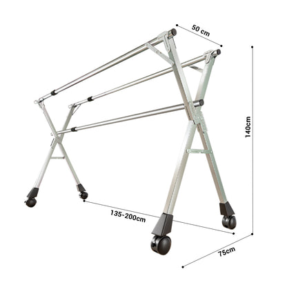 SOGA 2X 200cm Portable Drying Rack Clothes Steel Laundry Rack Foldable Space-Saving Laundry Holder 3 Poles • LUZ-BSXG2518X2