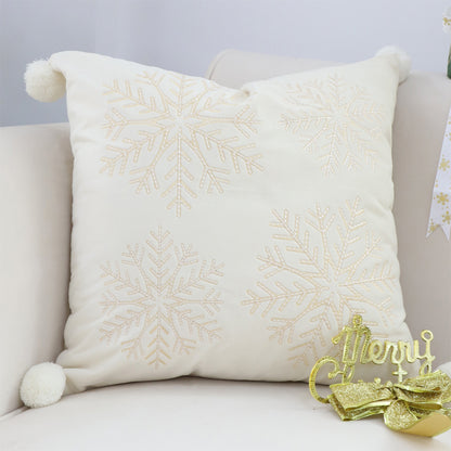 SOGA 45cm Throw Pillow  White Soft Plush Cushion Christmas Snowflake Ball Square For festive Holiday LUZ-FrenchCushion267