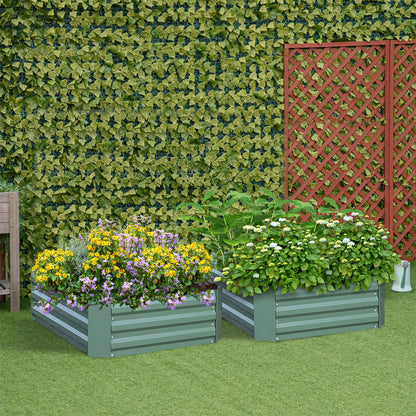 SOGA 2X 100cm Square Galvanised Raised Garden Bed Vegetable Herb Flower Outdoor Planter Box • LUZ-MetalBGre511X2