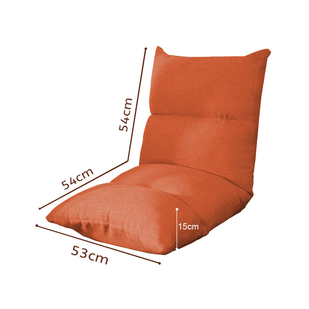 SOGA Lounge Floor Recliner Adjustable Lazy Sofa Bed Folding Game Chair Orange • LUZ-LoungeFabricOrange