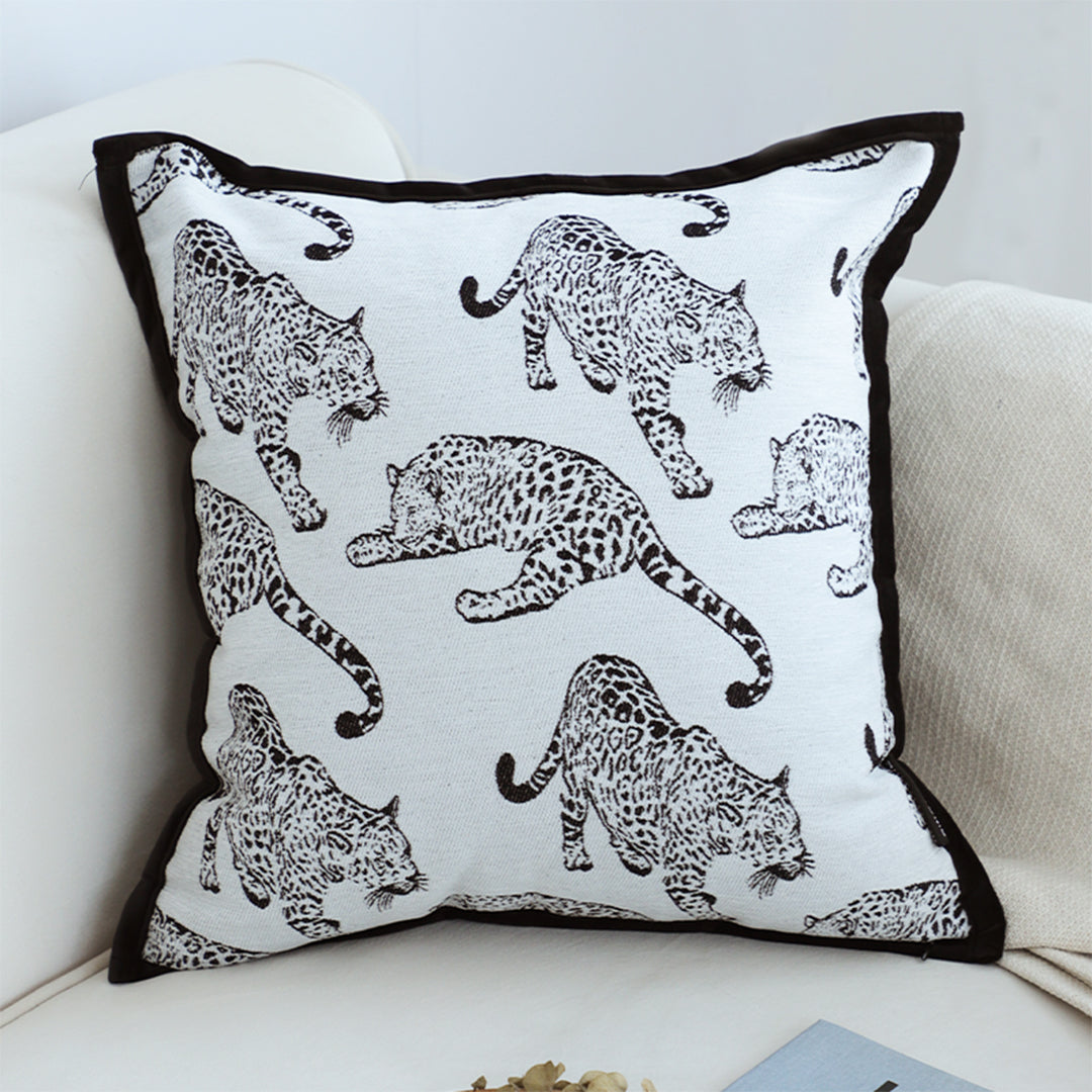 SOGA 45cm Throw Pillow White & Black Leopard Light Luxury Decorative Cushion for Living Room • LUZ-FrenchCushion295