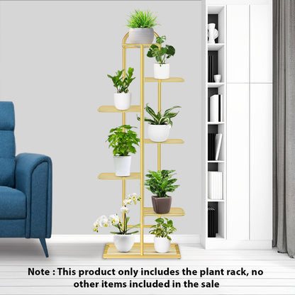 SOGA 2X 7 Tier 8 Pots Gold Metal Plant Stand Flowerpot Display Shelf Rack Indoor Home Office Decor • LUZ-FPotH15X2