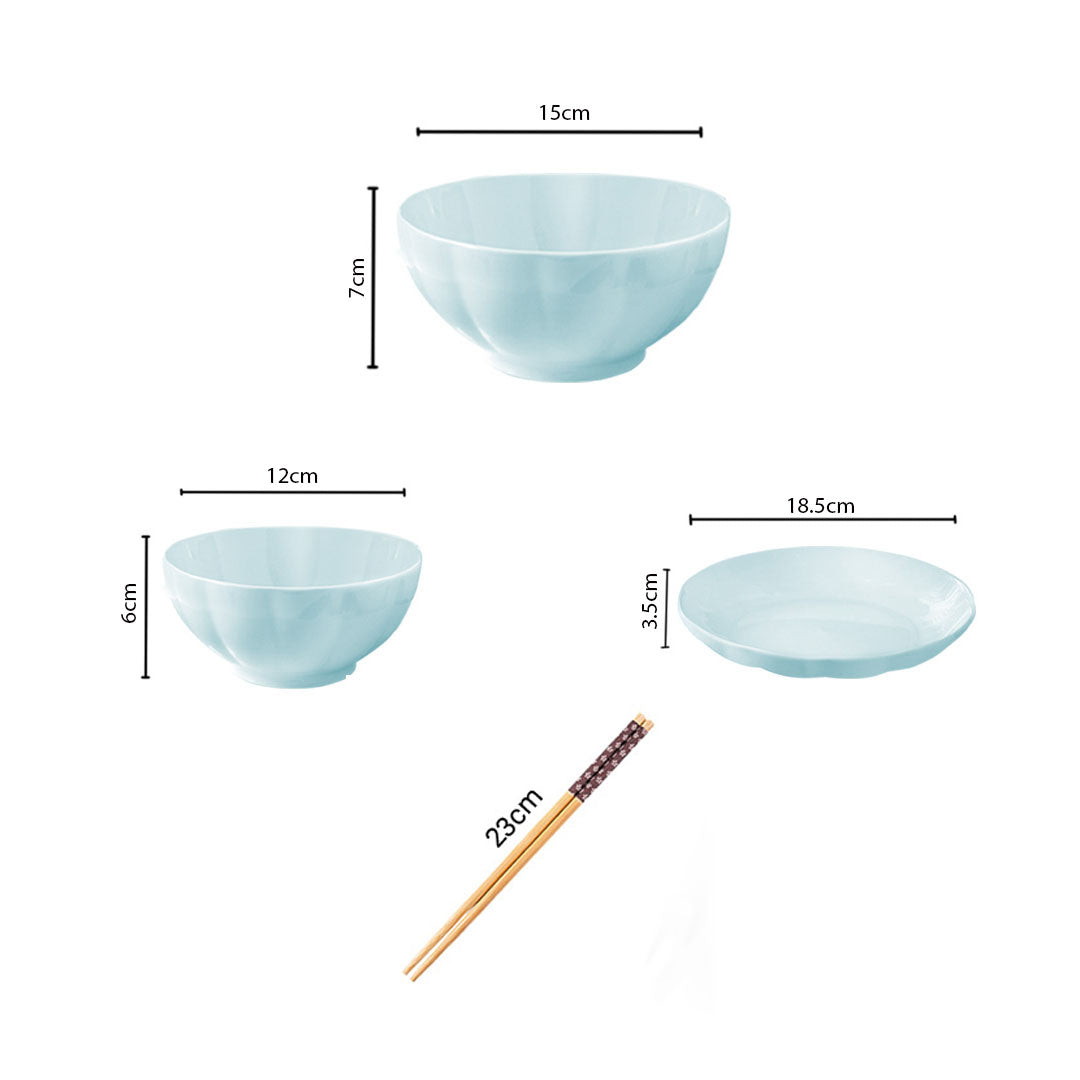 SOGA Light Blue Japanese Style Ceramic Dinnerware Crockery Soup Bowl Plate Server Kitchen Home Decor Set of 12 • LUZ-BowlG439
