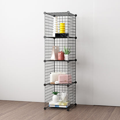 SOGA Black Portable 4 Tier Cube Storage Organiser Foldable DIY Modular Grid Space Saving Shelf • LUZ-NetBox1004