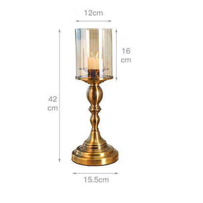 SOGA 42cm Gold Nordic Deluxe Candlestick Candle Holder Stand Pillar Glass /Iron • LUZ-CandleStick3452