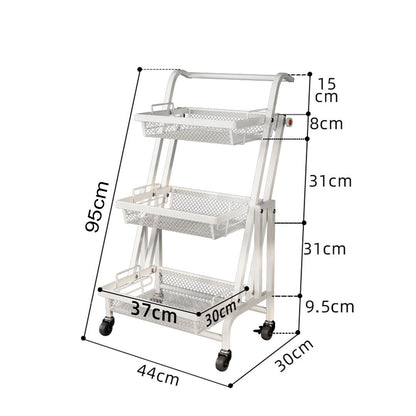 SOGA 3 Tier Steel White Adjustable Kitchen Cart Multi-Functional Shelves Portable Storage Organizer with Wheels • LUZ-KitchenXY033