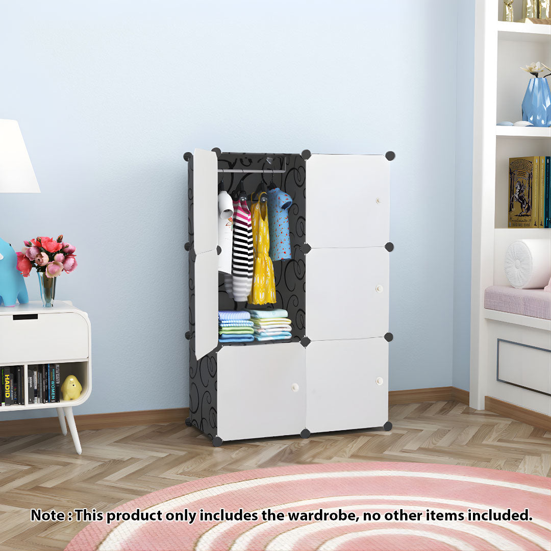 SOGA 3 Tier 6-Cube Portable Wardrobe Divide-Grid Modular Storage Organiser Foldable Closet • LUZ-Wrobe1770