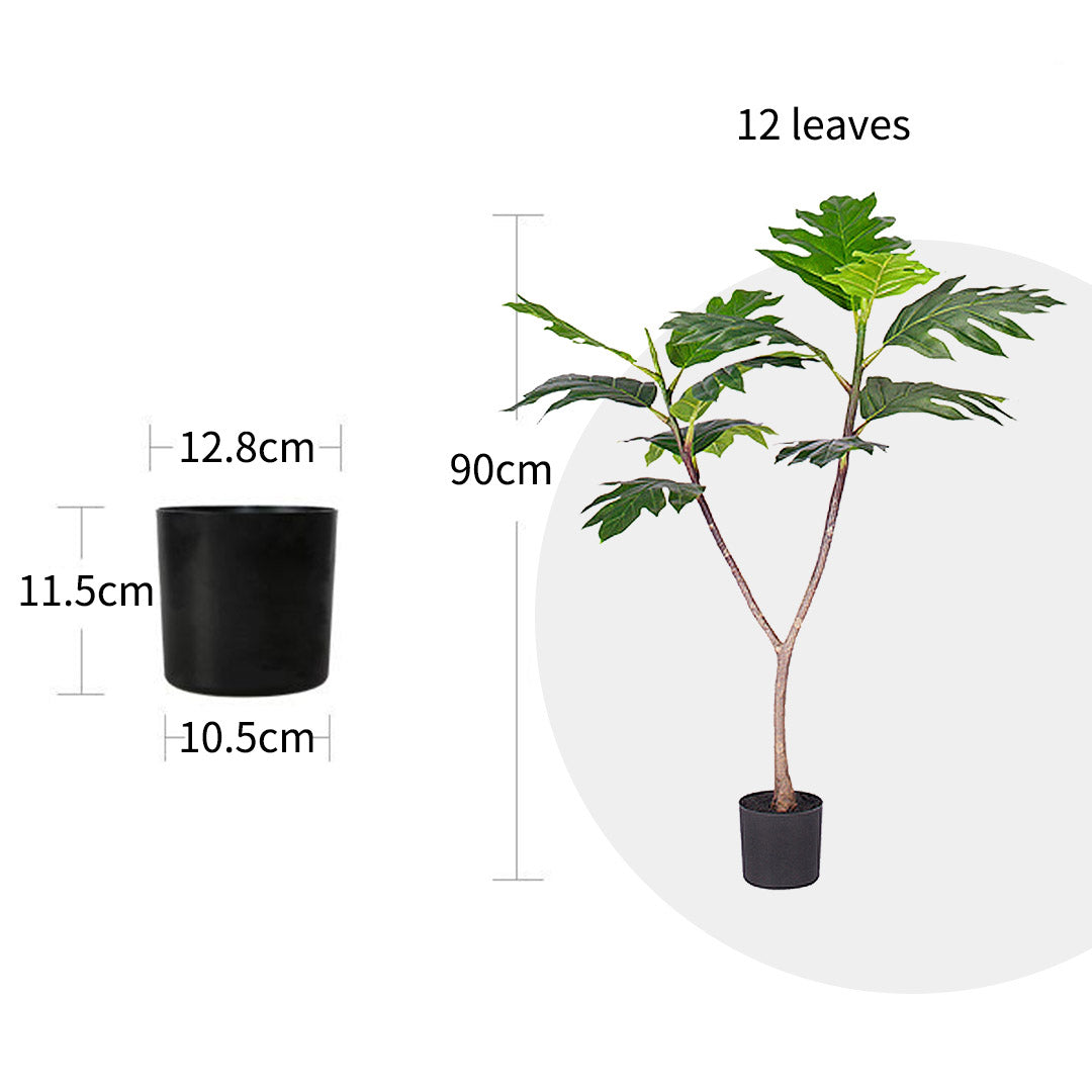 SOGA 2X 90cm Artificial Natural Green Split-Leaf Philodendron Tree Fake Tropical Indoor Plant Home Office Decor • LUZ-APlantMBS90121X2