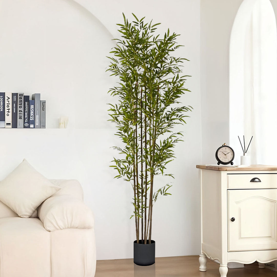 SOGA 2X 210cm Lucky Bamboo Tree Bambusa Vulgaris Artificial Plant w/ 7 Branches Home Accent Decor • LUZ-APlantFHZ210X2