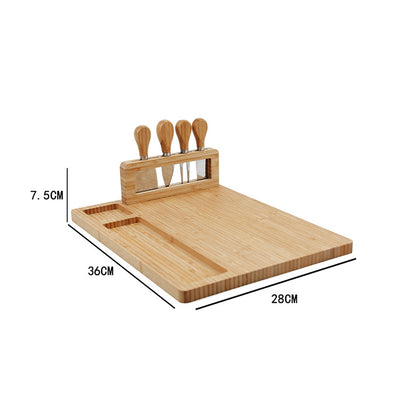 SOGA 36cm Brown Rectangular Wood Cheese Board Charcuterie Serving Tray with Knife Set Countertop Decor • LUZ-WodE592