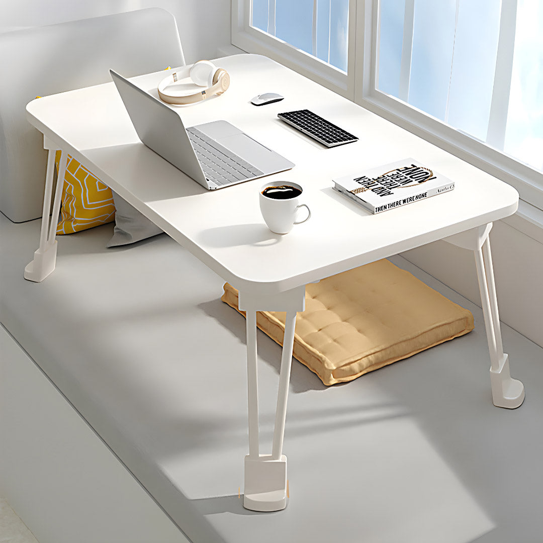 SOGA 2X White Portable Bed Table Adjustable Folding Mini Desk With Cup-Holder Home Decor • LUZ-BedTableM665X2