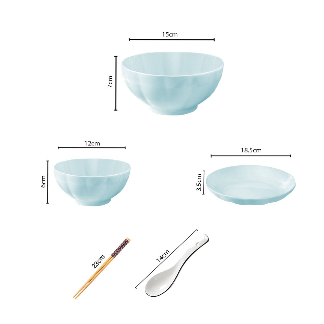 SOGA Light Blue Japanese Style Ceramic Dinnerware Crockery Soup Bowl Plate Server Kitchen Home Decor Set of 6 • LUZ-BowlG432