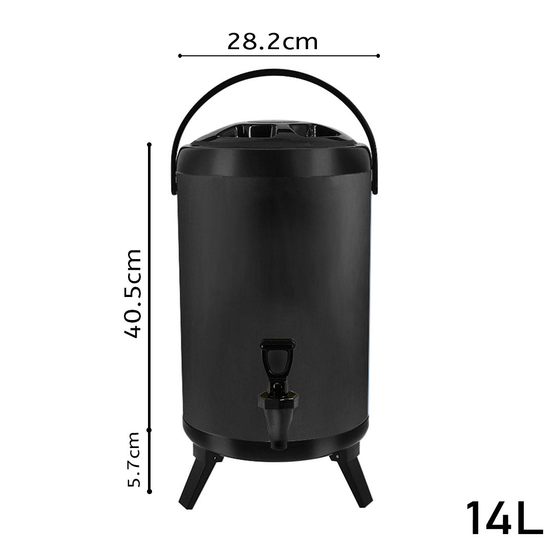 SOGA 4X 14L Stainless Steel Insulated Milk Tea Barrel Hot and Cold Beverage Dispenser Container with Faucet Black • LUZ-VICDispenser14LBLKX4