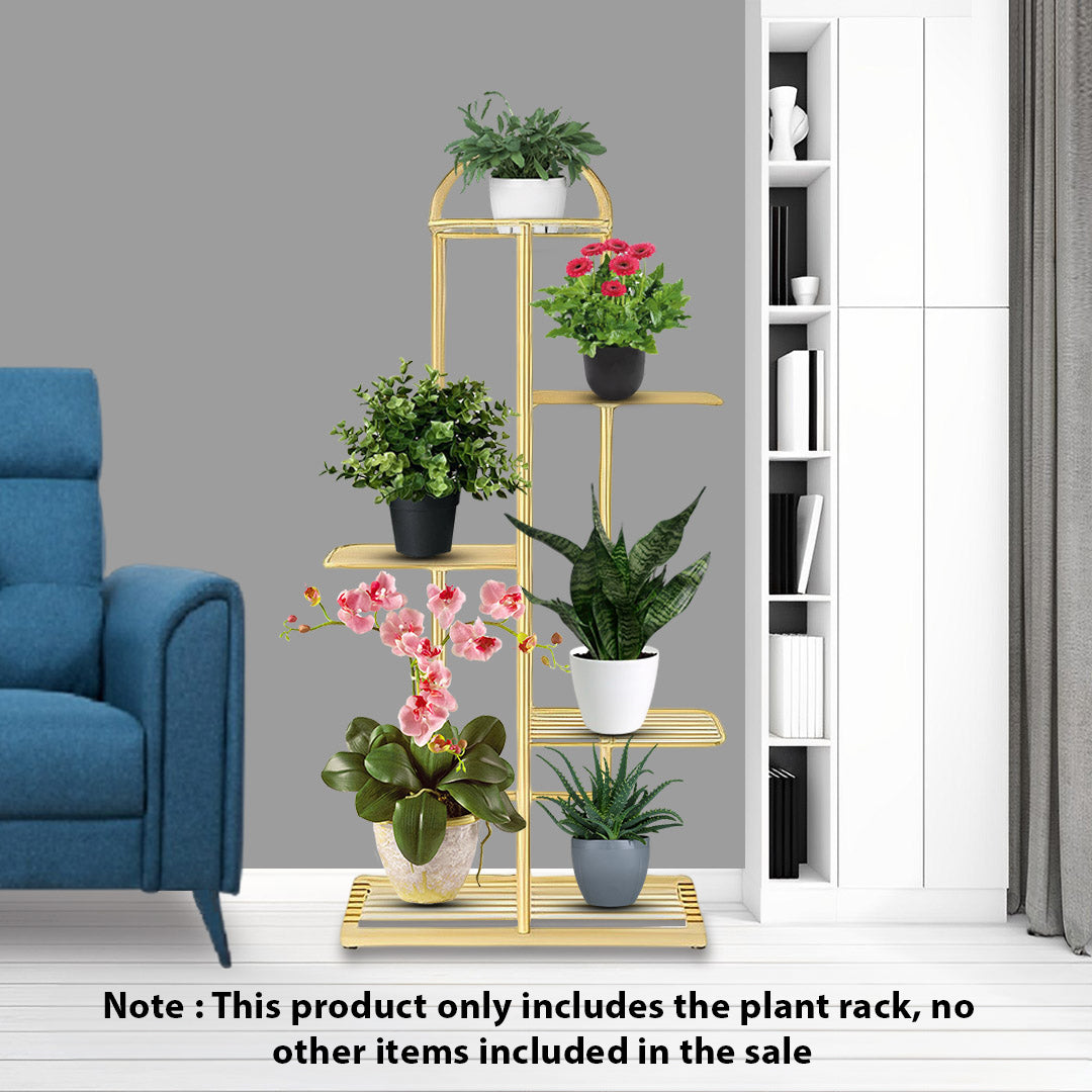 SOGA 5 Tier 6 Pots Gold Metal Plant Stand Flowerpot Display Shelf Rack Indoor Home Office Decor • LUZ-FPotH13