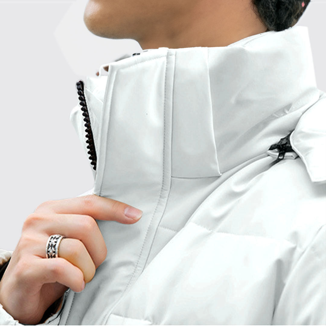 abbee White XL Winter Hooded Overcoat Long Jacket Stylish Lightweight Quilted Warm Puffer Coat • LUZ-DJ-659B