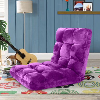 SOGA 2X Floor Recliner Folding Lounge Sofa Futon Couch Folding Chair Cushion Purple • LUZ-LoungeChairPurpleX2