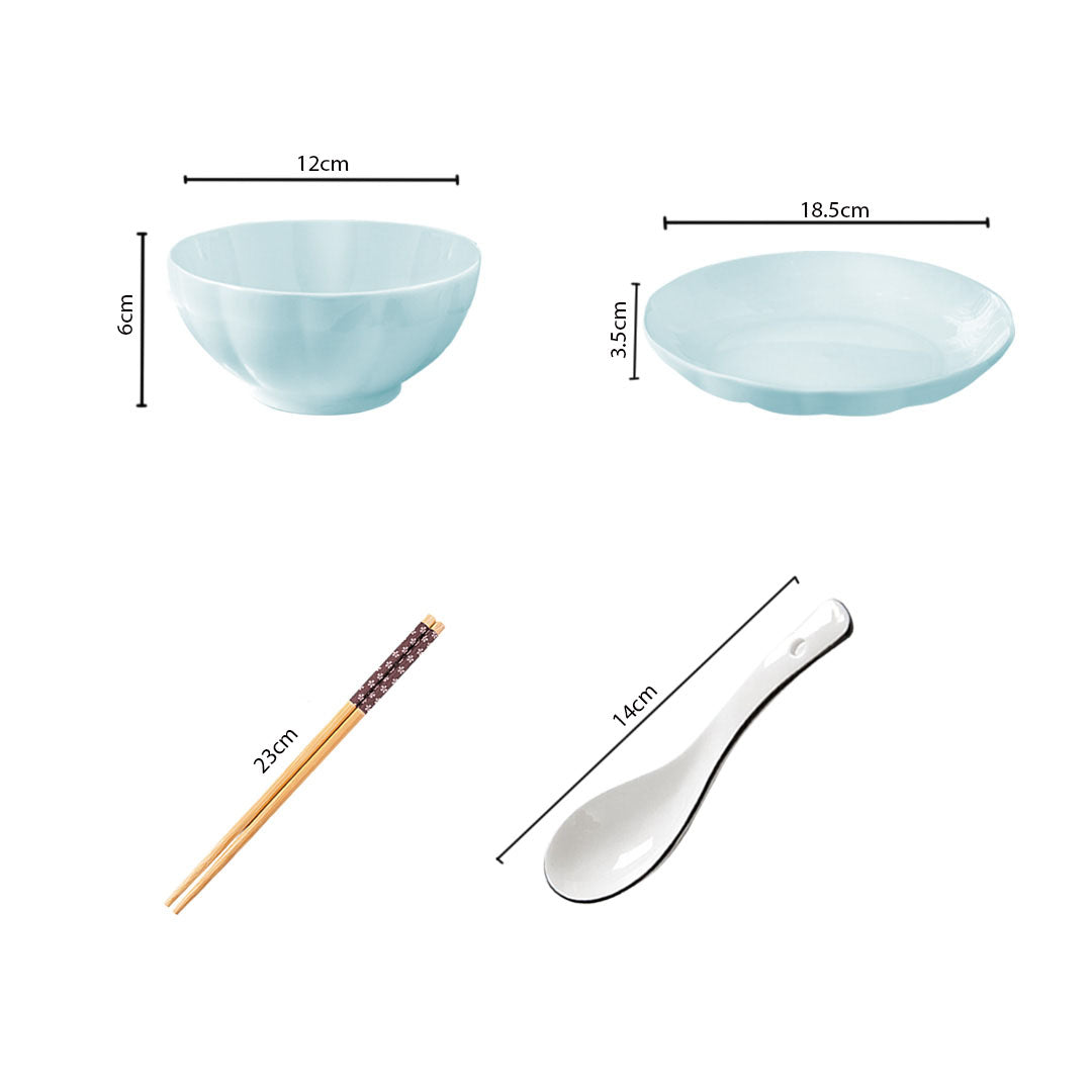 SOGA Light Blue Japanese Style Ceramic Dinnerware Crockery Soup Bowl Plate Server Kitchen Home Decor Set of 8 • LUZ-BowlG434