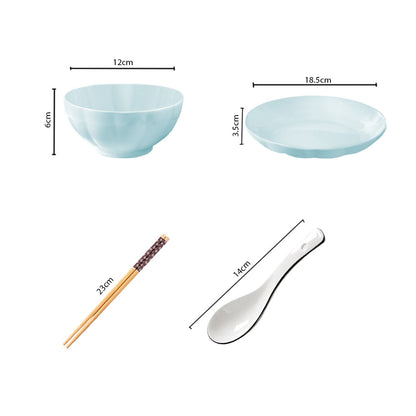SOGA Light Blue Japanese Style Ceramic Dinnerware Crockery Soup Bowl Plate Server Kitchen Home Decor Set of 8 • LUZ-BowlG434