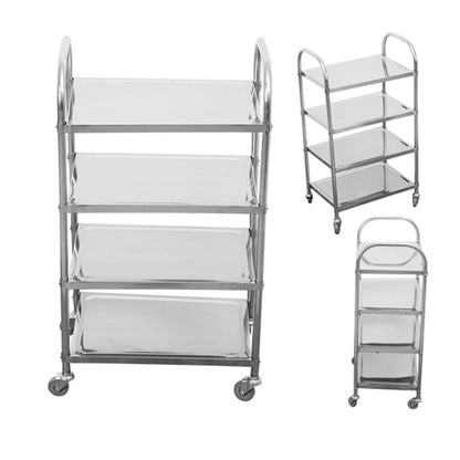 SOGA 4 Tier 950x500x1220 Stainless Steel Kitchen Dining Food Cart Trolley Utility • LUZ-FoodCart1007