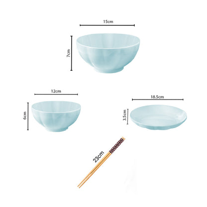 SOGA Light Blue Japanese Style Ceramic Dinnerware Crockery Soup Bowl Plate Server Kitchen Home Decor Set of 12 • LUZ-BowlG439