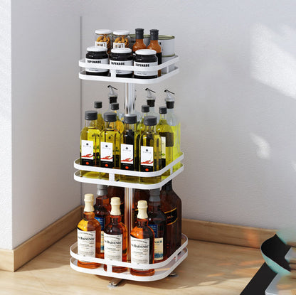 SOGA 2X 3 Tier Steel White Square Rotating Multi-Function Kitchen Portable Storage Spice Seasoning Kitchen Countertop Organiser Shelf • LUZ-KitchenXY054WHTX2